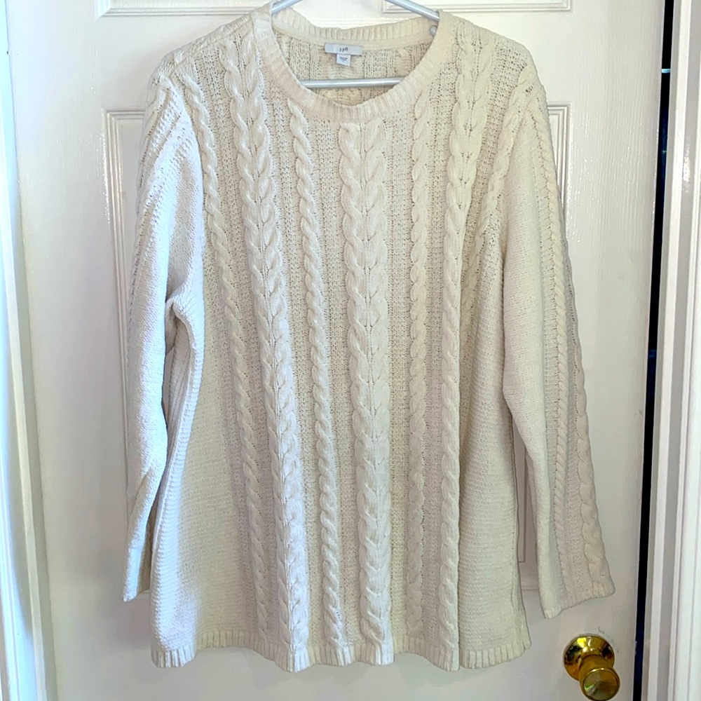 J. Jill Ivory Cable Knit Sweater